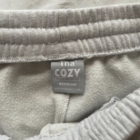 Aritzia TNA Cozy Fleece Boyfriend Sweatpants – Size XS – Light Grey - Picture 4 of 5